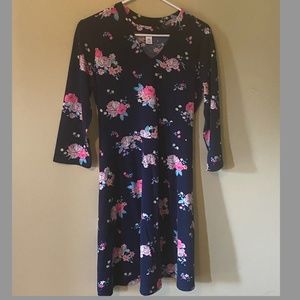 Navy Floral Casual Girls Dress